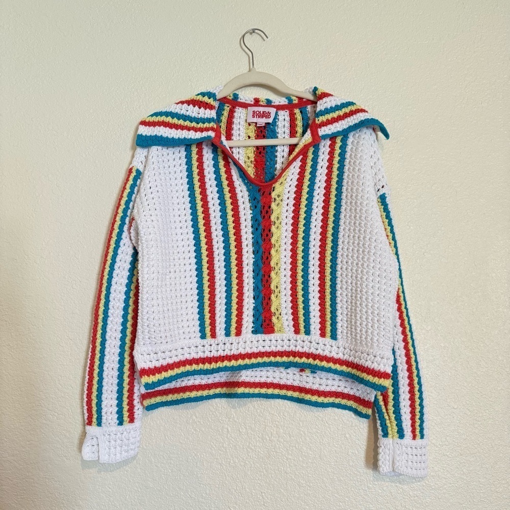 Solid & Striped The Lola Pullover Crochet Long Sleeved Split Cuffs - Picture 6 of 14